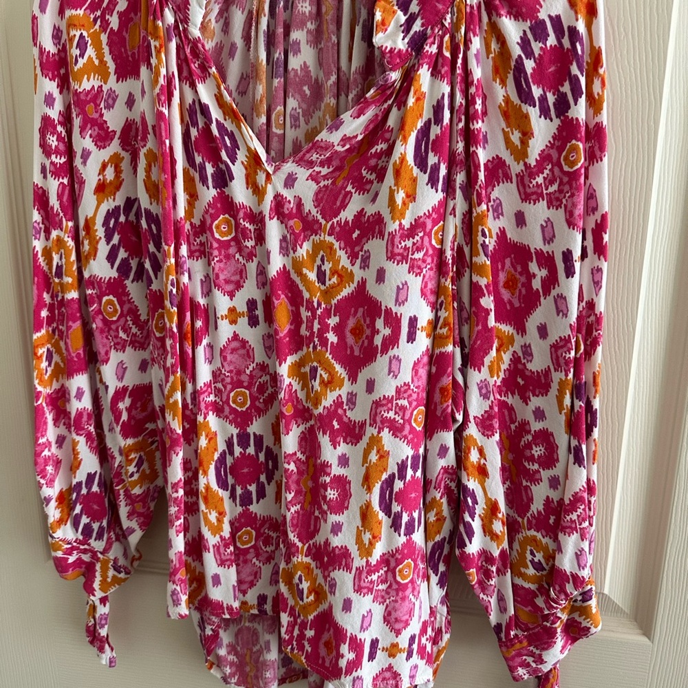 Christian Siriano Pink and Orange Boho Top